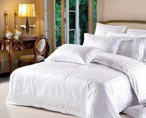 Luxury cotton satin stripe bedding set fabric hospital bedsheets for hotel