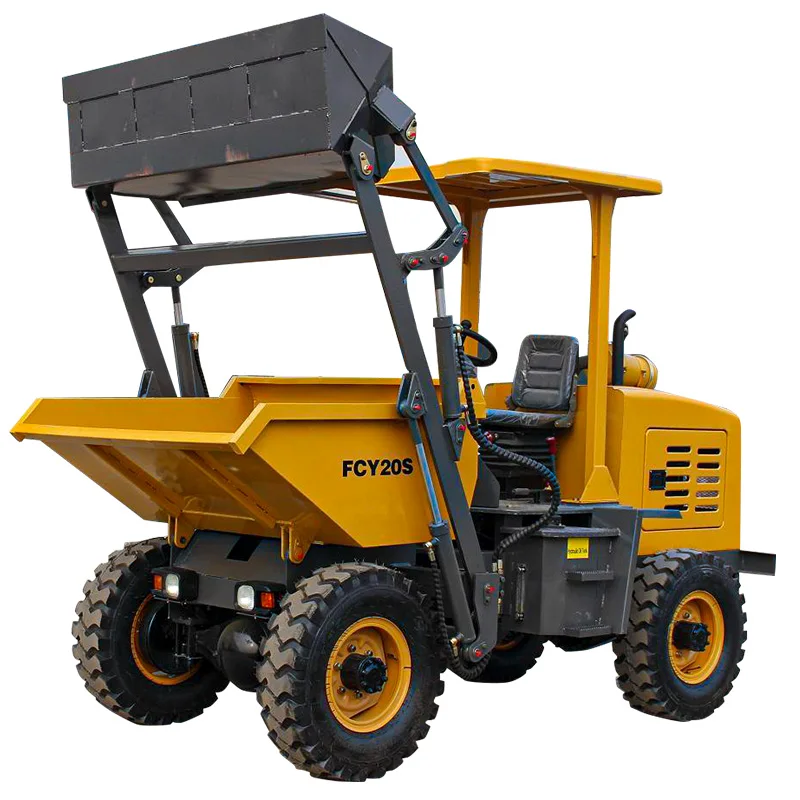 Full hydraulic system 4 wheel drive 2 ton mini  site dump truck FCY20S tipping hopper self loader mine mining mineral