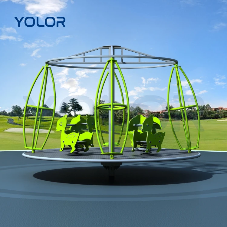 High Quality Metal Galvanized Steel Carousel Type Facilities Preschool Children Multi-Person Rotary Carousel