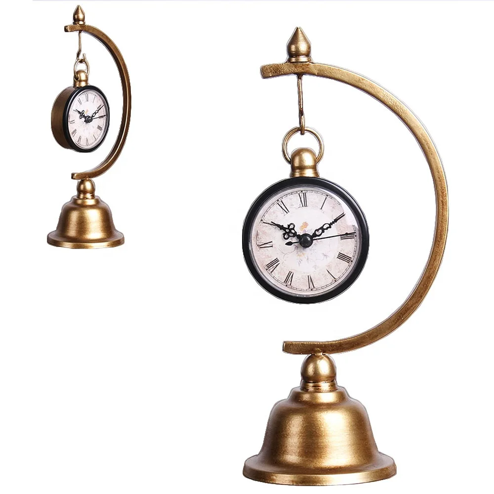 High Quality Vintage Metal Rrafts Creative Refueling Machine Design Desktop Clock Home Decoration Living Room