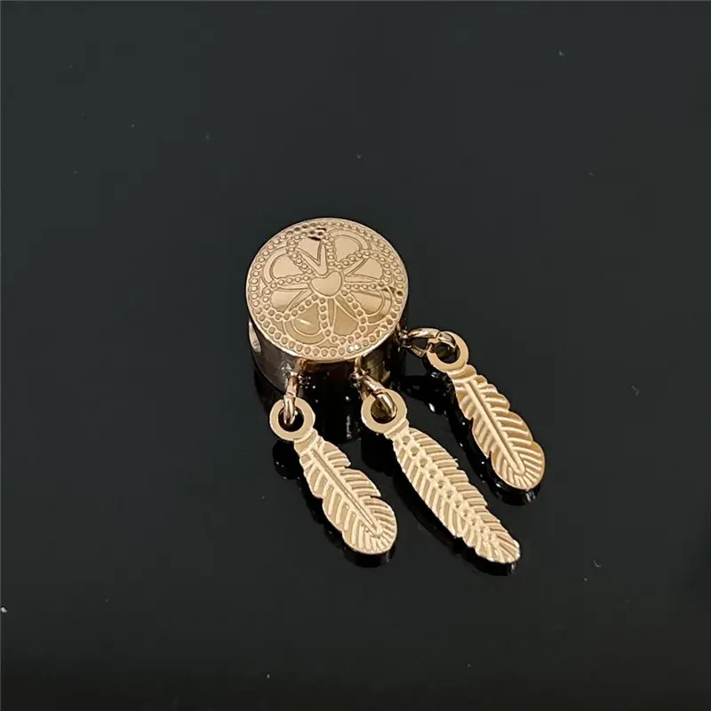 Charm cylindrical dream catcher Pendant three feather stainless steel pendant diy bracelet necklace earrings