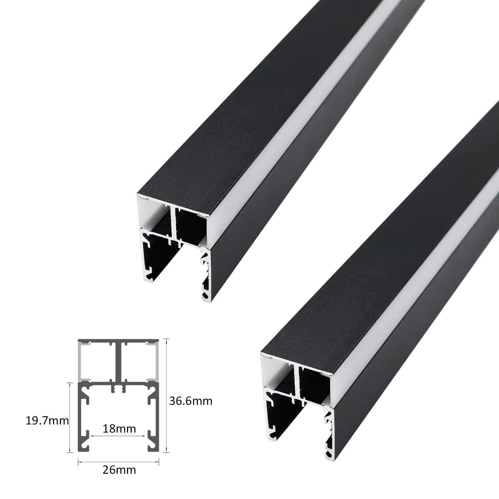Extruded Aluminum Profile 134 Black Alloy Alu Milky PC Cover For Cabinet Aluminum Led Channel