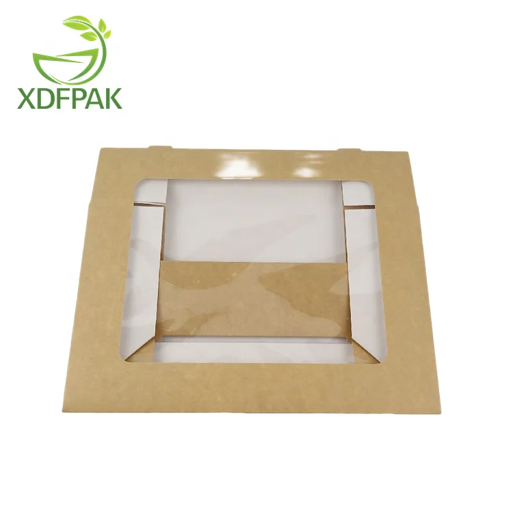 Customized 10 Inch Disposable Kraft Paper Board Square Cake Box with Window for Cupcakes Other Foods Eco-Friendly Packaging