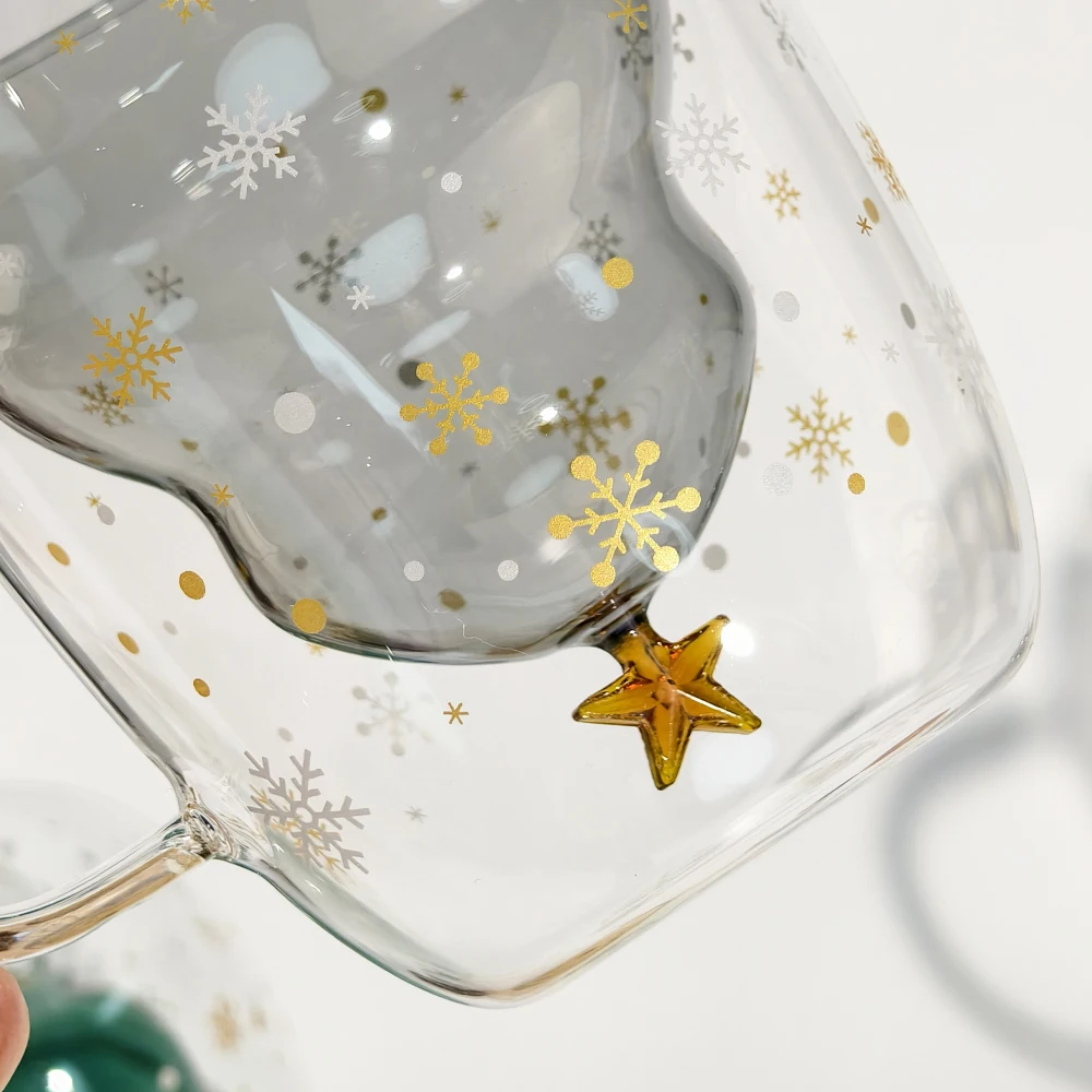 2024 Transparent Double Wall Thermal Glass Cup without Handle Cute Design Style Beer Shape for Coffee and Drinks