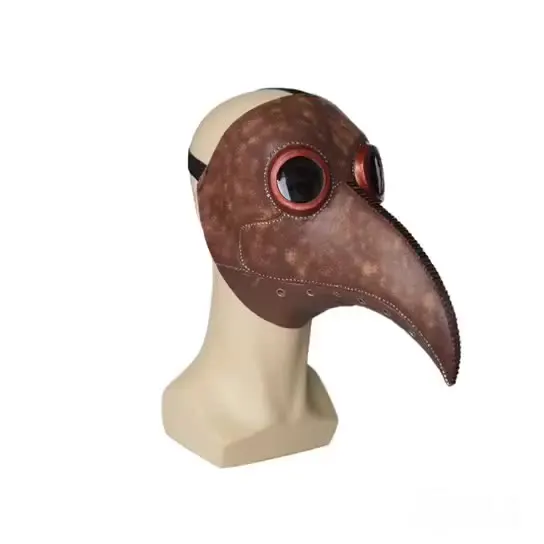 2022 New arrival Halloween cosplay latex black plague doctor crow bird mouth mask for adults