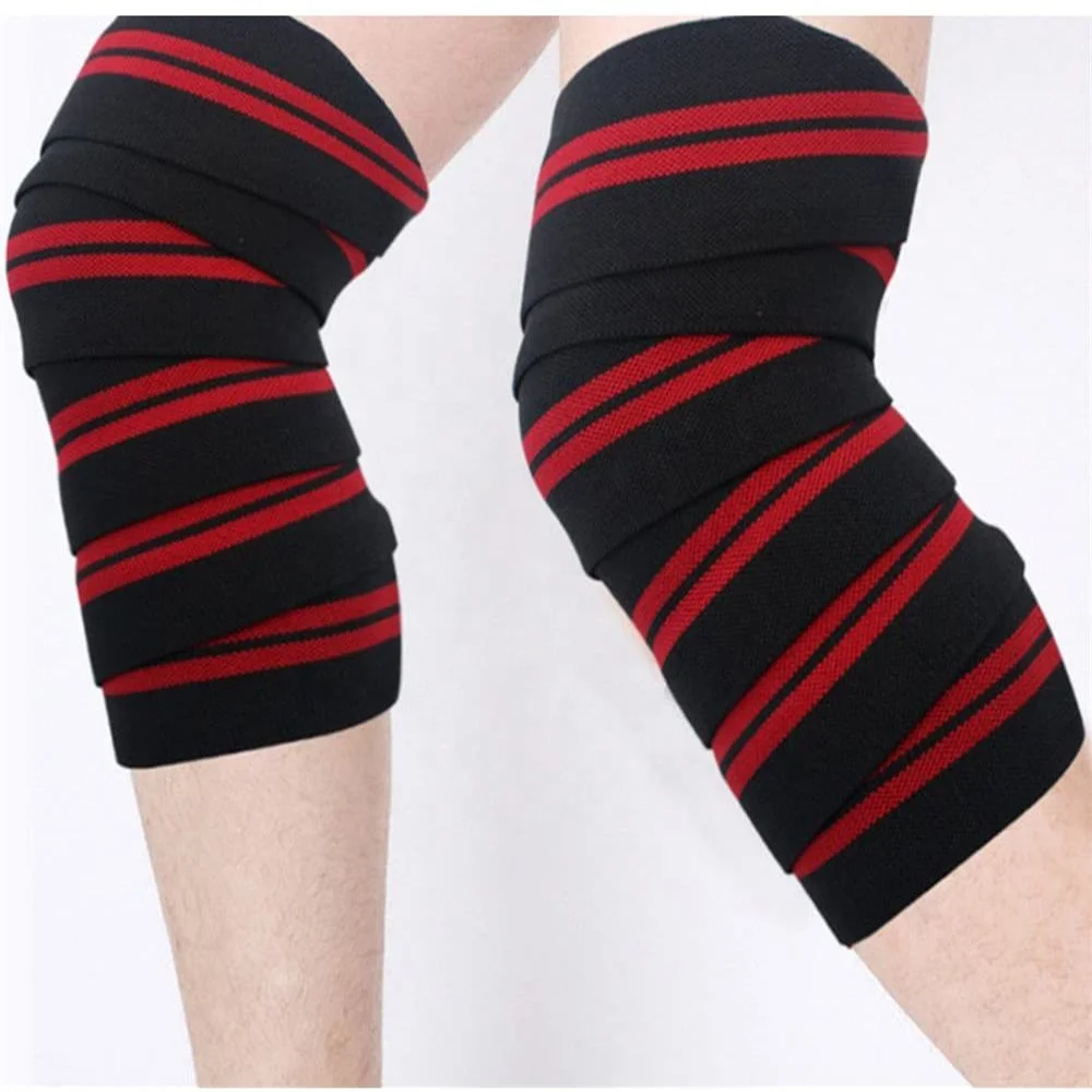 2021 Amazon Hot Sale OEM Heavy Duty Fitness Weightlifting Knee Wraps Powerlifting Weightlifting Squat Knee Wraps Leg Tie Bandage