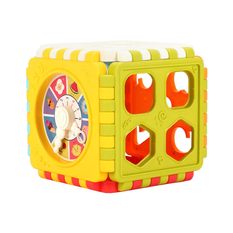 2023 Hot Sale Shape Matching Hexahedron With Number Graphic Cognitive Block For Baby Puzzle Building Block Toy