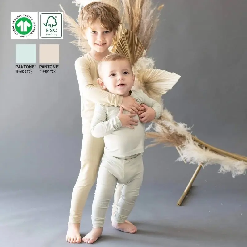GRS GOTS Certified Infant Pajama Set Long Sleeve Kids Pajamas Set Bamboo Baby Pajamas Set