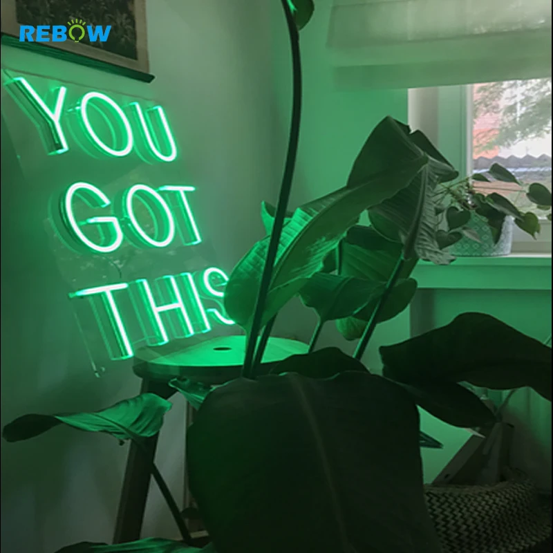 Rebow Drop shipping indoor outdoor waterproof neon wall art custom led neon sign light