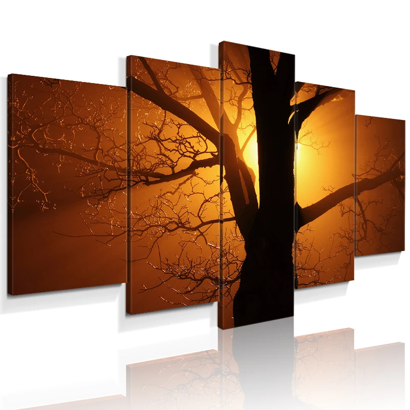Multi panel Custom tableau decorative Wall Art Large tree Painting on Canvas