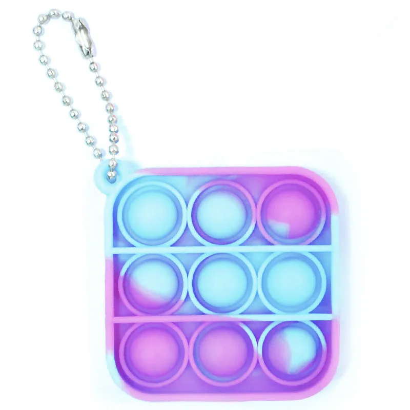 Cute mini heart round pop fidget toy push bubble simple anti stress relief keychain trinket sensory pop toy keyring