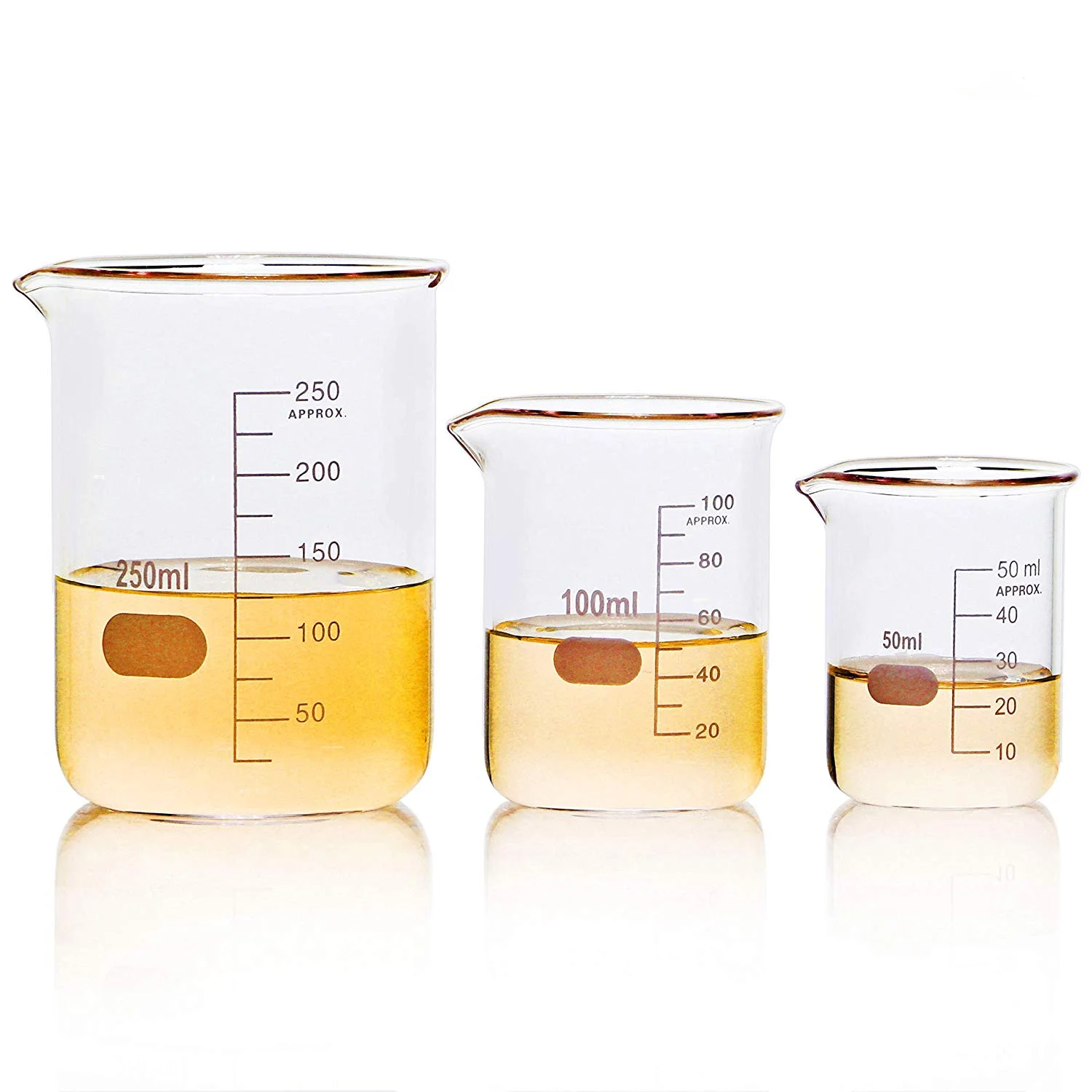 Laboratory Standard  Borosilicate Glass  Low Form Product Clear 50ml Glass Beaker With Spout With Printed Graduations