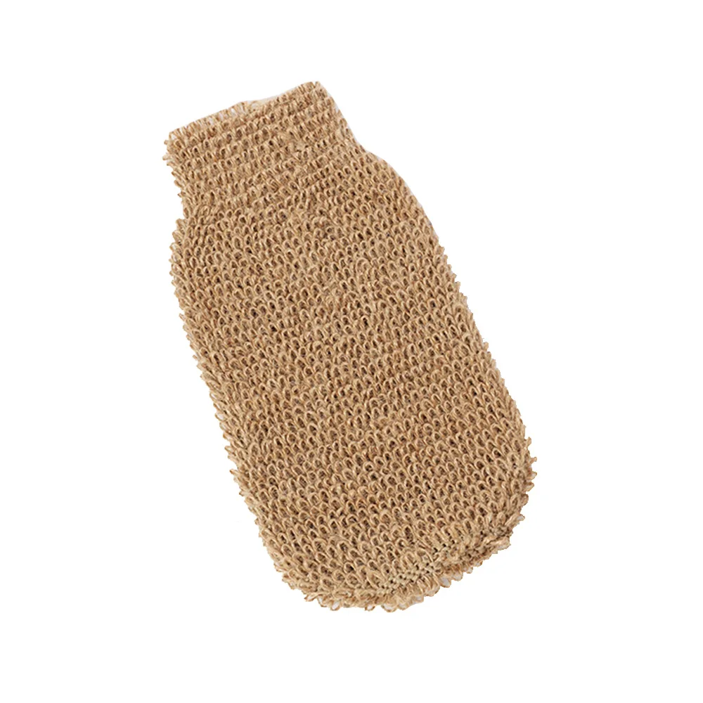 Custom 100% Natural Hemp Fiber Bath Gloves With Cotton Rope Exfoliating Loofah Bath Mitts Shower Scrub Bath Cleaner Glove