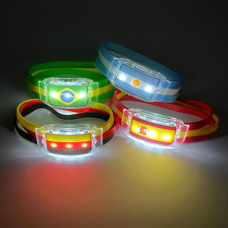Festival Personalized Glowing Elastic Light Up Luminous Nfc Rfid Led Silicon Custom Promotional Wristbands Flag Bracelet