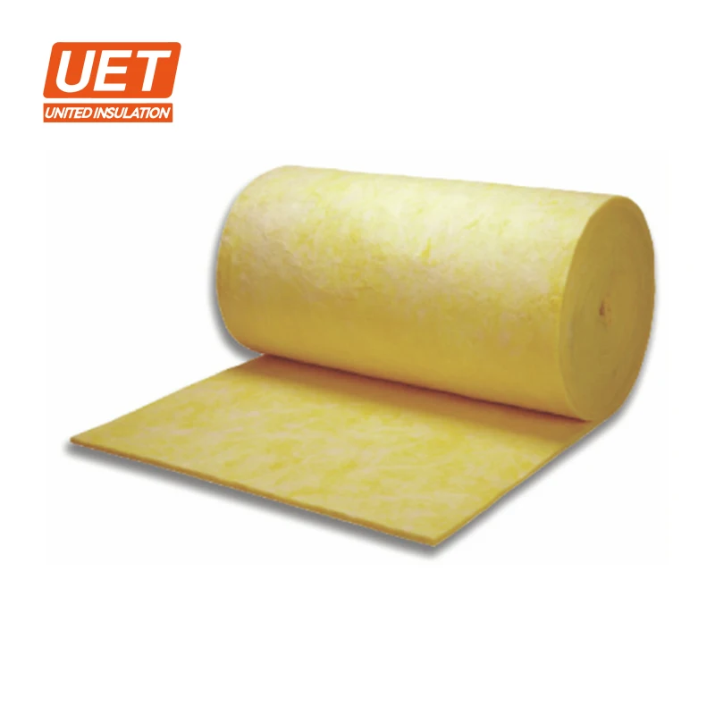 UET Wall or roof thermal Insulation with aluminum foil veneer glass wool blanket or roll or fiberglass wool coil felt