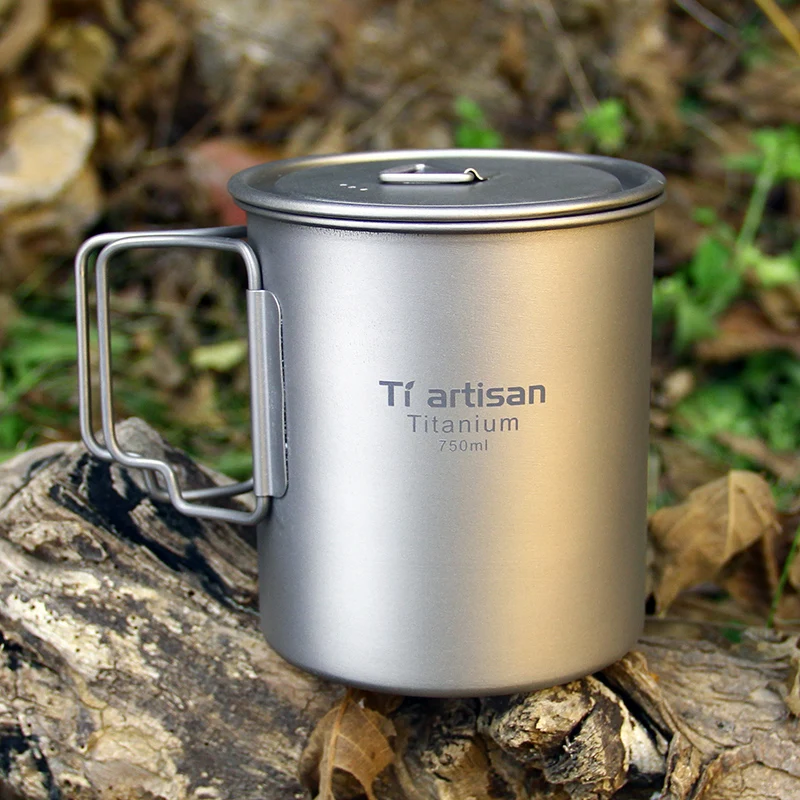 Titanium cups camping mug Outdoor 750ml Titanium Pot Product for outdoor backpacker Drinkware