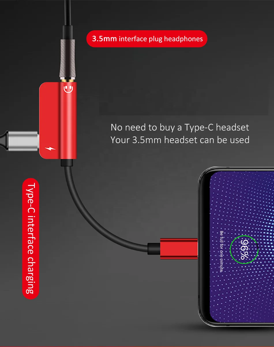 3.5mm Jack Type-C Converter Earphone Audio Cable USB C to 3.5mm AUX Headphones Adapter For Huawei