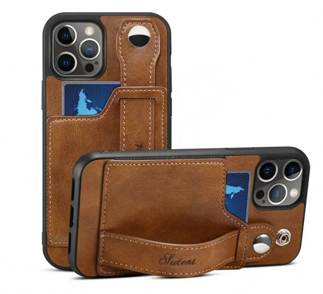 Genuine leather For phone case with Credit card holder & strap Shockproof Cell Phone For Iphone 13 13pro 13promax  custom
