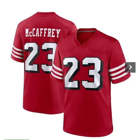 San Francisco #23 Christian McCaffrey 13 Brock Purdy 29 Talanoa Hufanga football Jersey