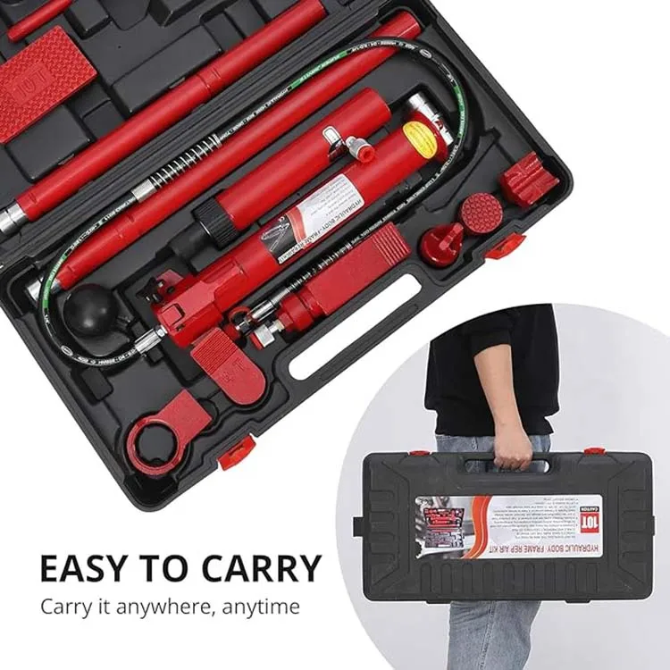 Auto Shop Portable 10 T Porta Power Hydraulic Jack Body Frame Repair Kit