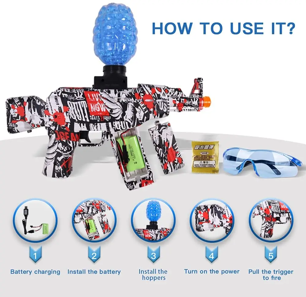 2022 M416 P90 Akm47 Water Gel Beads Blaster Rifle Outdoor Toy Gel Water Ball Gun Bullet Gel Blaster Gun Electric