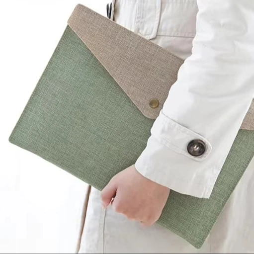 New arrival felt lining hemp business briefcase office learning A4 envelope file folder organizer laptop bag sleeve