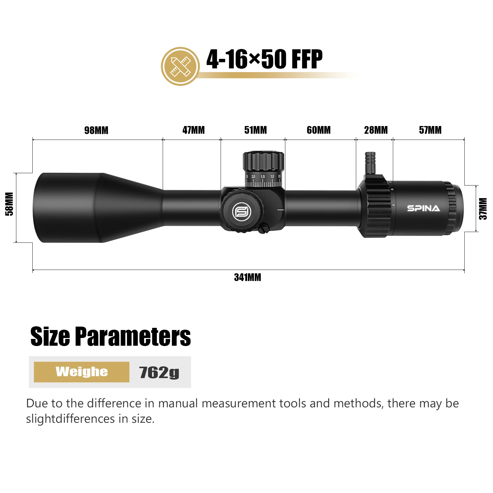 4-16x50 Zero Stop FFP Illuminated Fully Multi-Coated Waterproof Shockproof Optical Hunting Scope