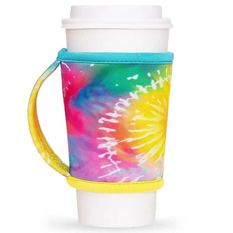 Coffee Cup Reusable Sleeves Neoprene Insulator with Handle For Cold And Hot Beverage Coozies Tumblers 24oz Yeti Rambler 30oz.