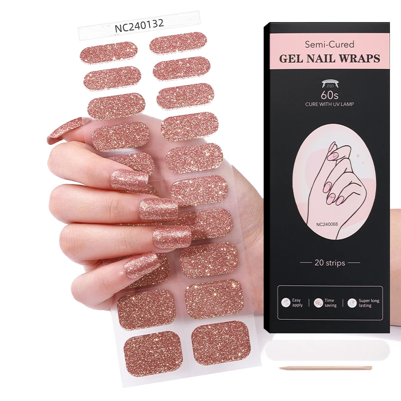 china gold supplier Uv varnishing Glitter Sparkle Radiant custom nail polish gel sticker for nail art