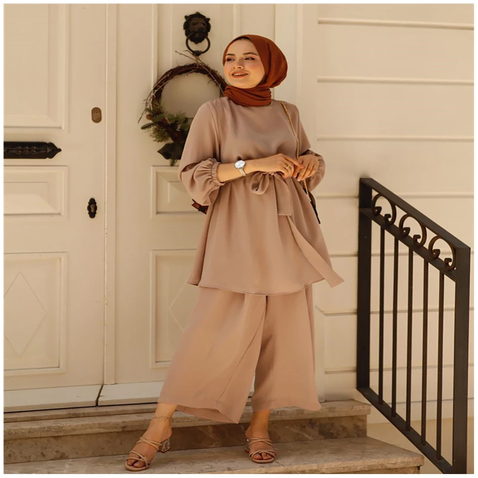 wholesale High Quality Casual Summer Wide Leg Pants Dress Middle East Dubai abaya women muslim dress