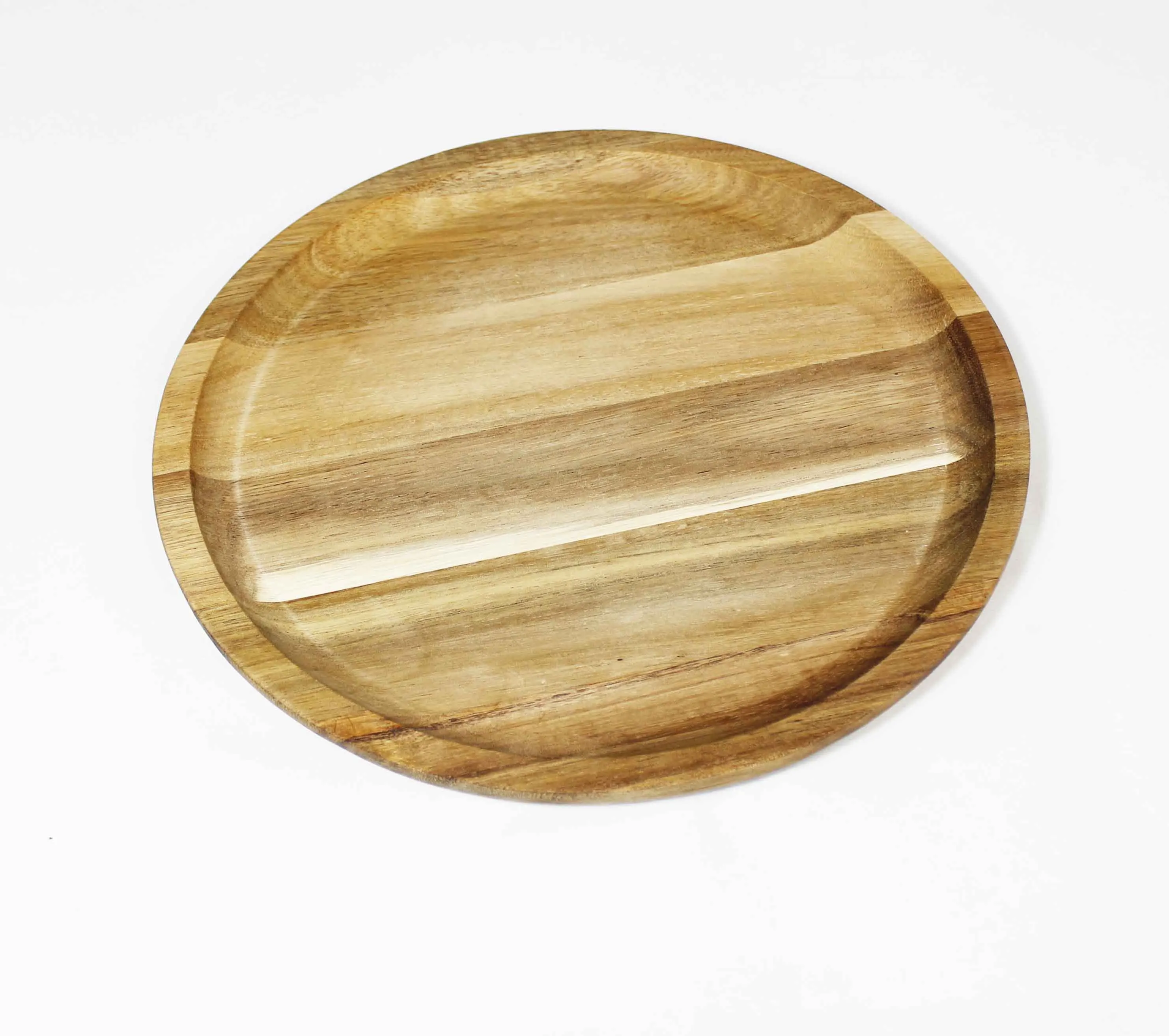 
Acacia Wood Kitchen Dinner Plate Round Food Serving Tray Plate Dish Customized Eco-friendly High Quality Engraving 