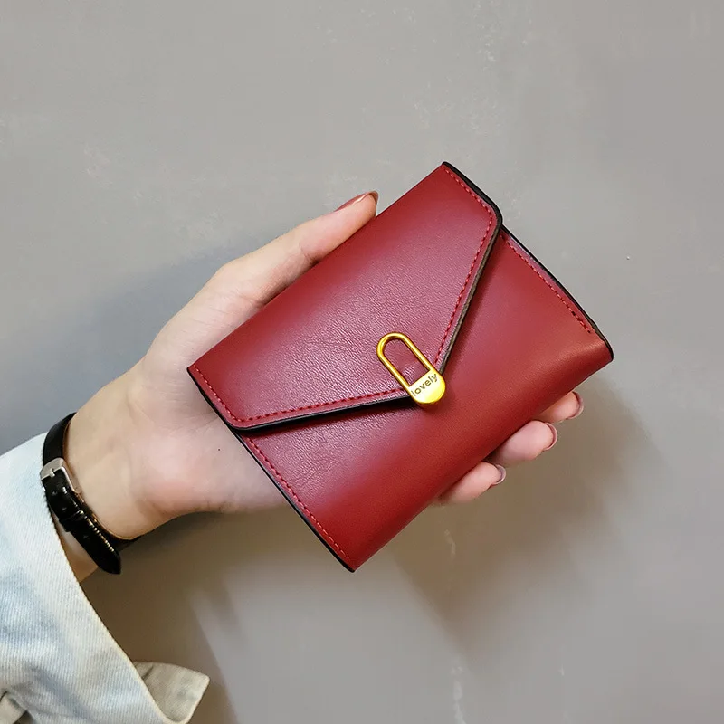 Fashion High Quality Small PU Leather Credit Card Holder Short Wallets Women Coin Purse