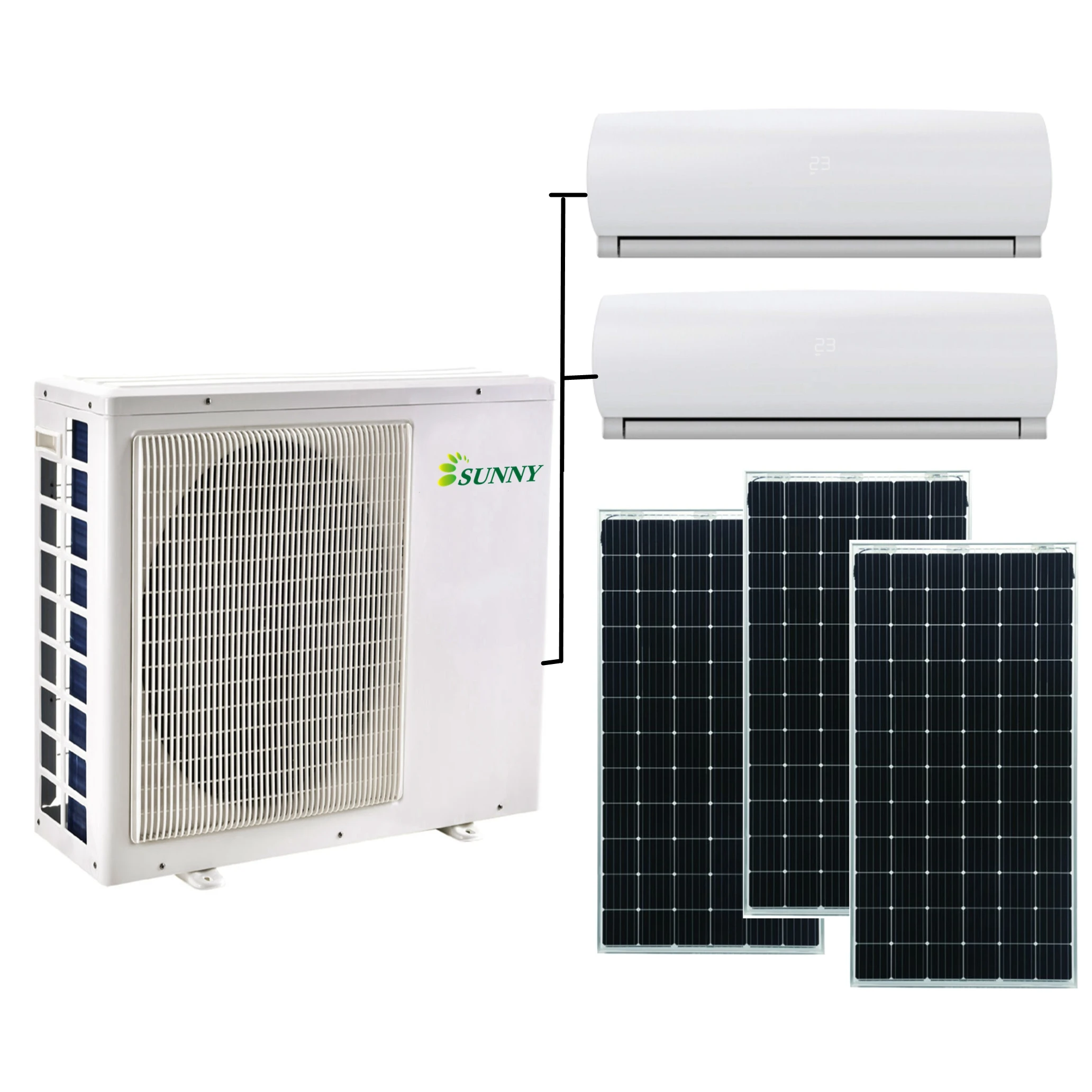  Производитель хорошего качества 36000btu multi split 100% Солнечная система кондиционирования воздуха один наружный с 3 комнатными