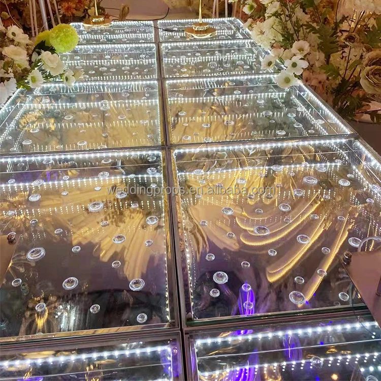 Wedding decor event hall modern circle led dance floor acrylic stage platform