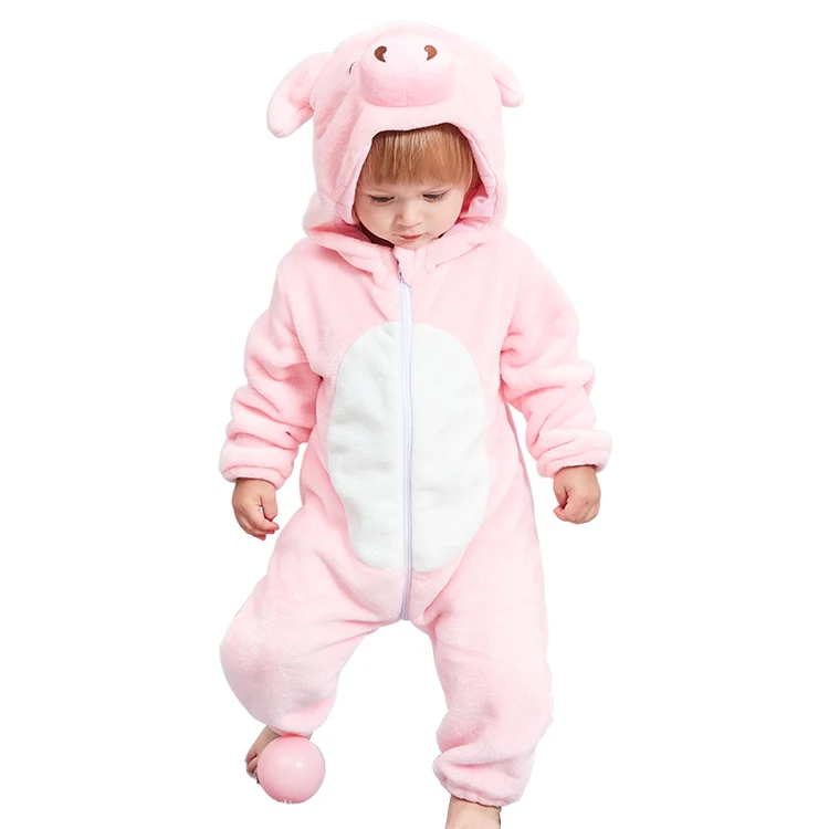 MICHLEY Unisex Winter Flannel Pig Baby Toddler Costume Baby Boys Girls Bodysuit Winter Baby Clothing