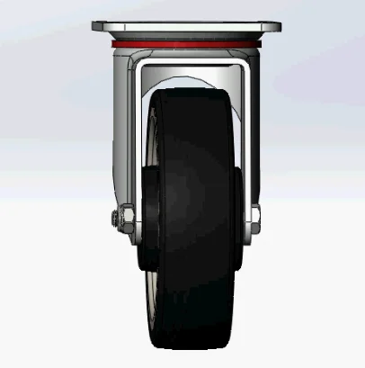 Industry Heavy Duty 5 inch Rubber Caster Wheel with Steel Total Brake Double Ball Bearing 250-300kg Load Capacity