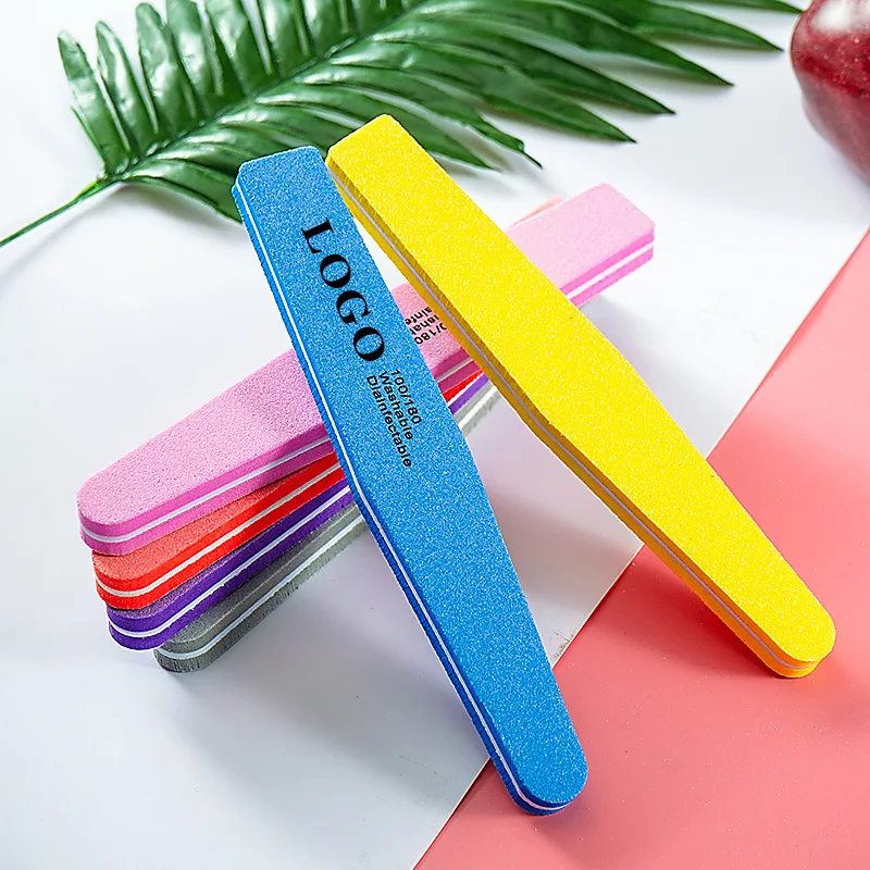 Wholesale Double Side Disposable Shiny Nail Buffer for Nail Art Half Moon Manufacturer Sponge Manicure Nail Files