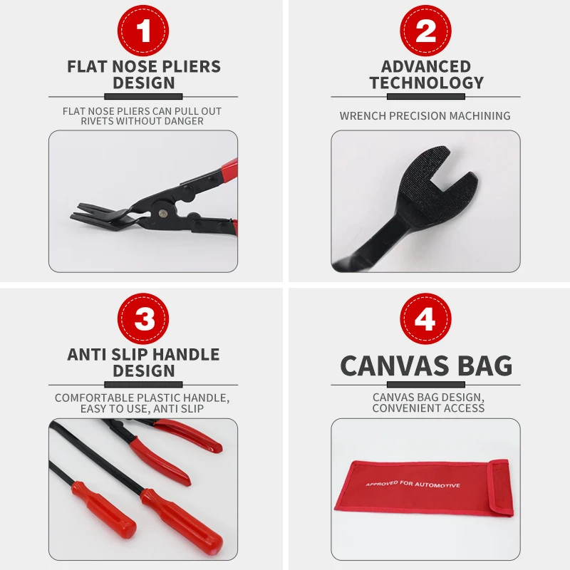 3pcs Car Trim Removal Clip Prying Tool Trim Nail Staple Remover Door Panel Clip Remover Tools