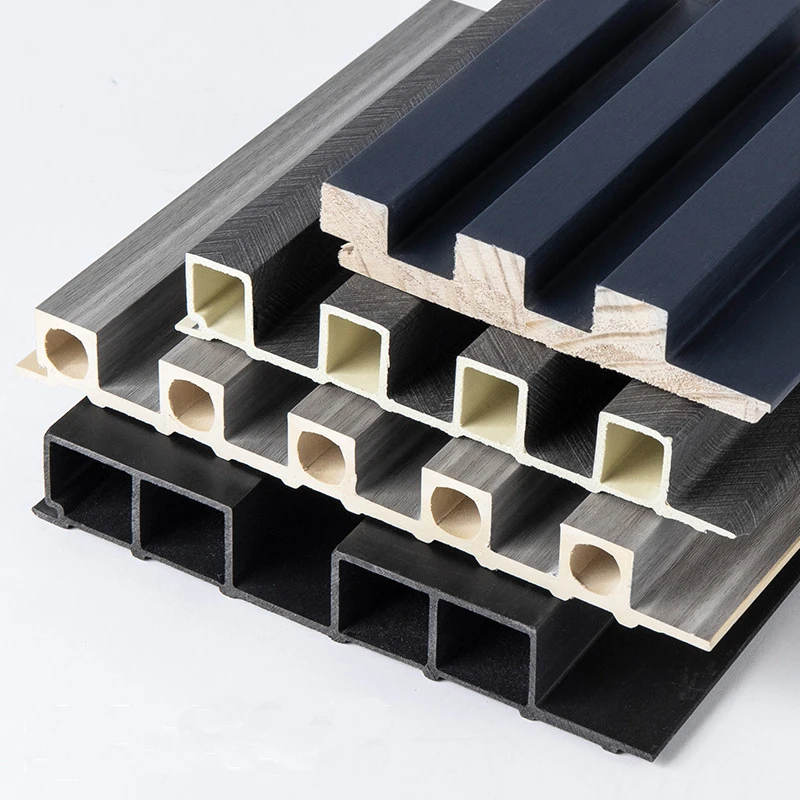 fireproof wpc wooden grain great price interior 3d slat plastic composite pvc wall decoration panel de pared fluted board.