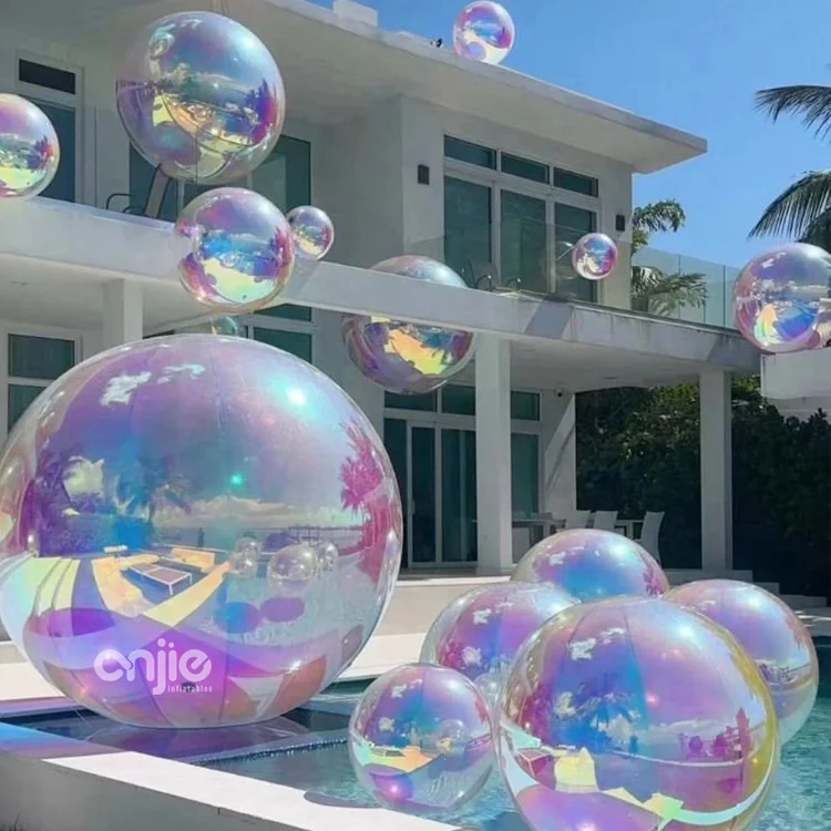 Best price high-quality event decor backdrops hanging iridescent round mirror decor ball inflatable mirror balls