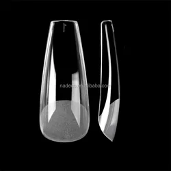 Nadeco Etch Gel Nail Tips Long Coffin Shape French Ballerina Fingernail Art Press On Style Box Package