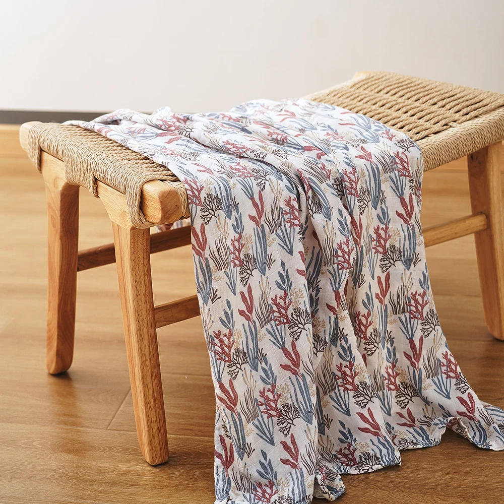 Kangobaby Custom Wholesale Original Bamboo Cotton Materials Breathable Customized Printing Muslin Swaddle Blankets