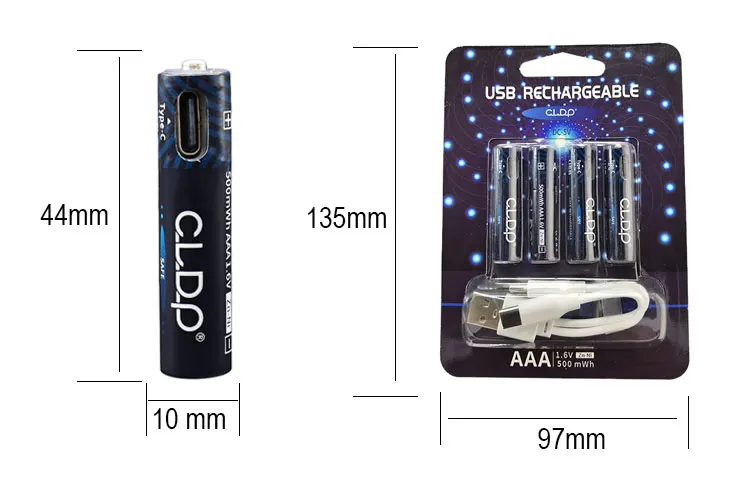 Logo custom ni-zn 1.5v usb aaa rechargeable battery triple a rechargeable batteries with type c port
