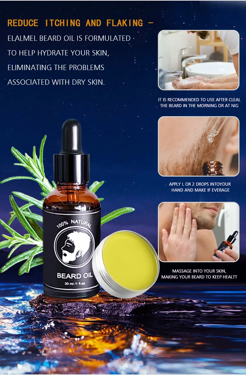 Wholesale Private Label Bread Oil Men Growth Pure 100% Natural Organic Beard Oil & Balm set for bread growth