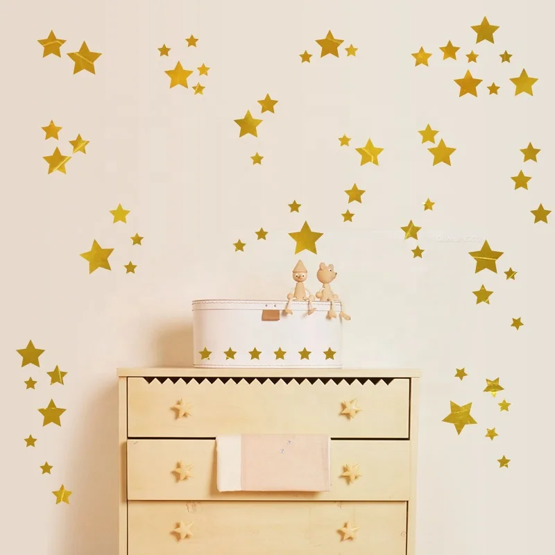 HM51005 Metallic Gold Shining Decorative Wall Decal Kids DIY Gold Star Stickers