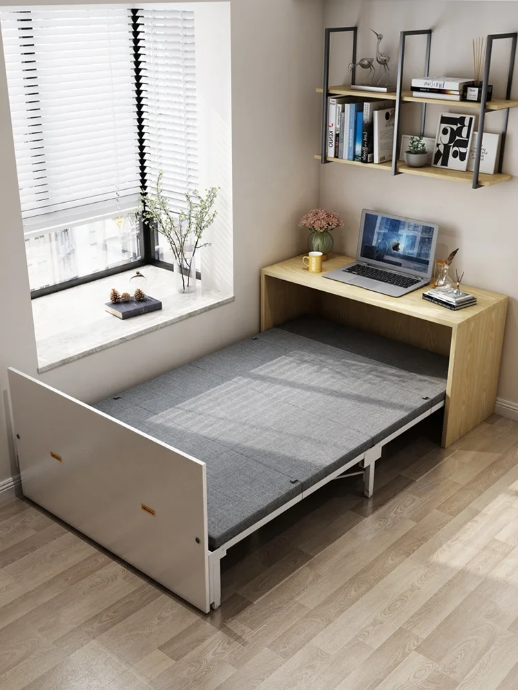 Simple Single Murphy Cabinet Bed Small Folding Wall Bed Bedroom Furniture Customized Wood Modern Home Bed Sunrise Panel Wood