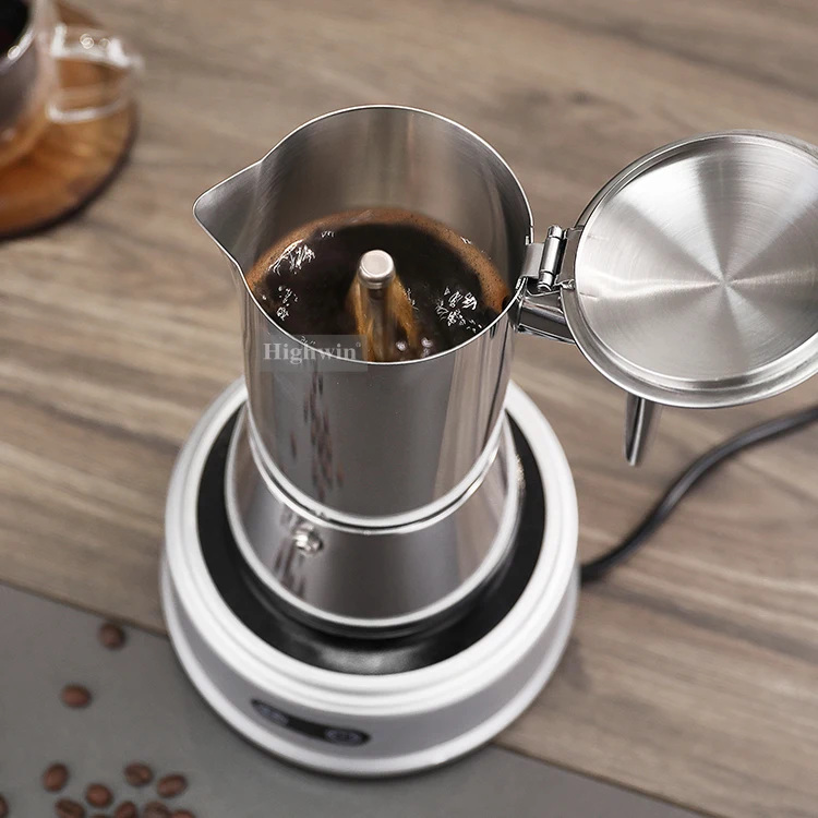HIGHWIN Stovetop Maker Stainless Steel Coffee Maker Induction 6 Cups Moka Pot