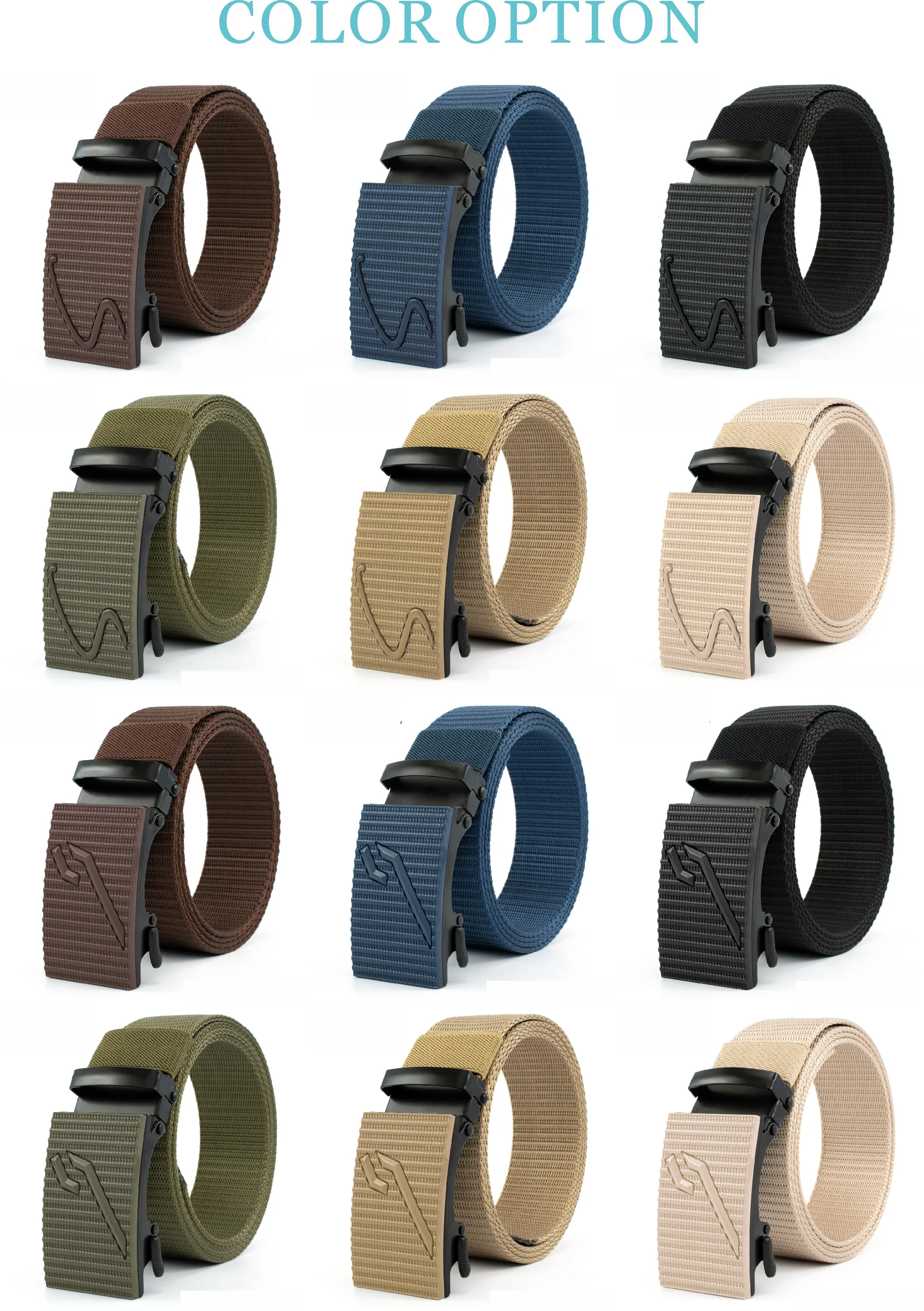Fashion Customized New Design Military Outdoor Tactical Nylon Duty Cheap Web Canvas  Automatic Buckle Fabric Belt