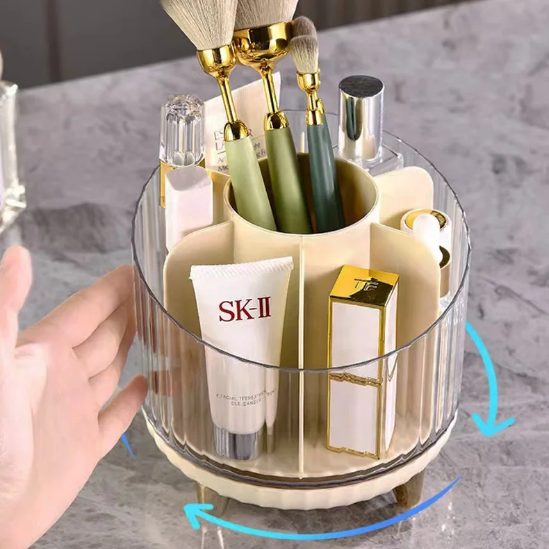 Bedroom Dresser Desk Makeup Jewelry Organizers Plastic Desktop Rotatable Cosmetic Drawer Organizer Storage Box