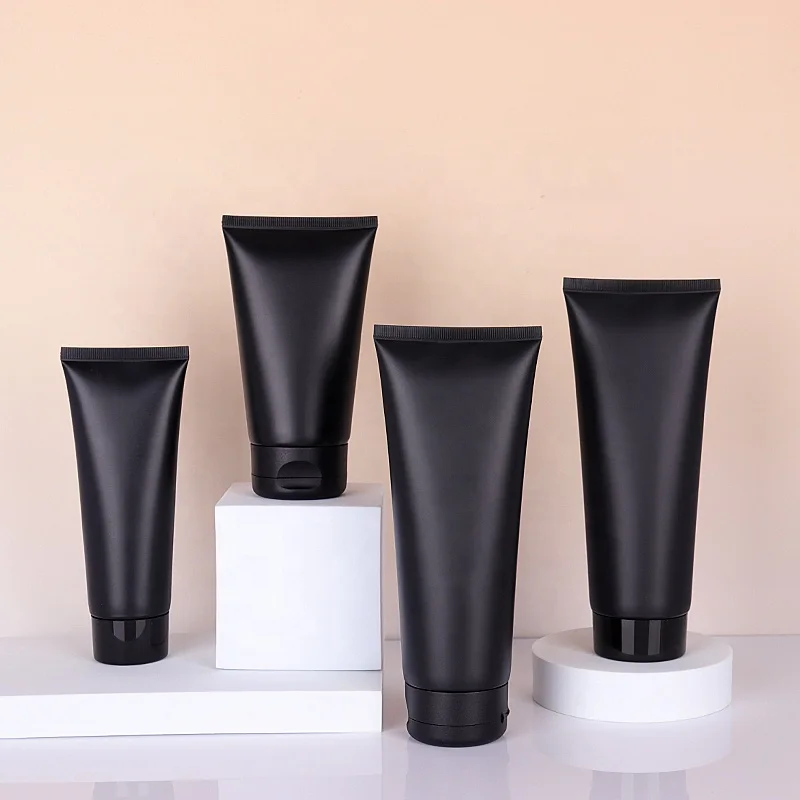 Wholesale 100ml 150ml 200ml Customized Logo Matte Black Cosmetic Lotion Squeeze Tube For Cosmetic Hand Cream Lotion Product